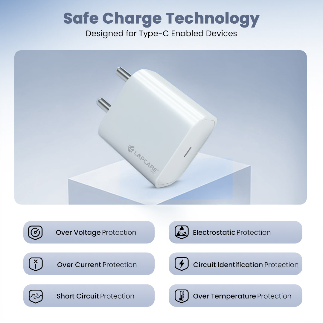 Charge Plus 20W PD Wall Charger | Type-C Fast Charger | Multi-Layer Protection (LQW-332)