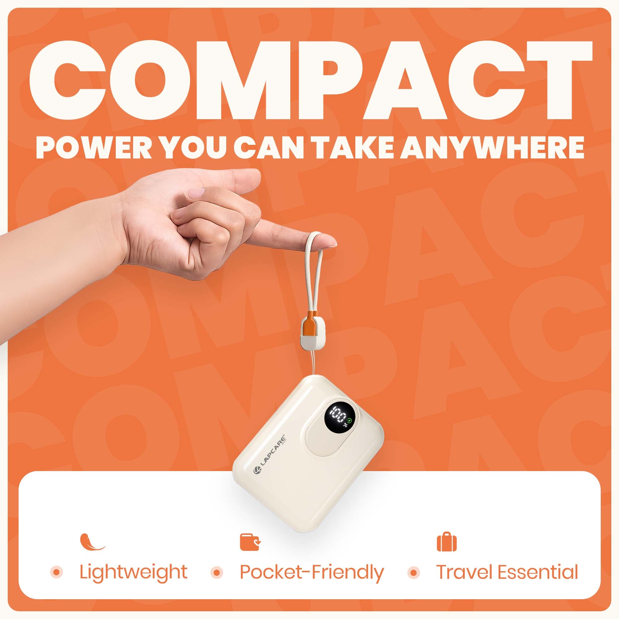 Life 10000mAh Pocket Power Bank With 15W Mag-Safe Charging & Type C , Lightning cable (LOX-230)