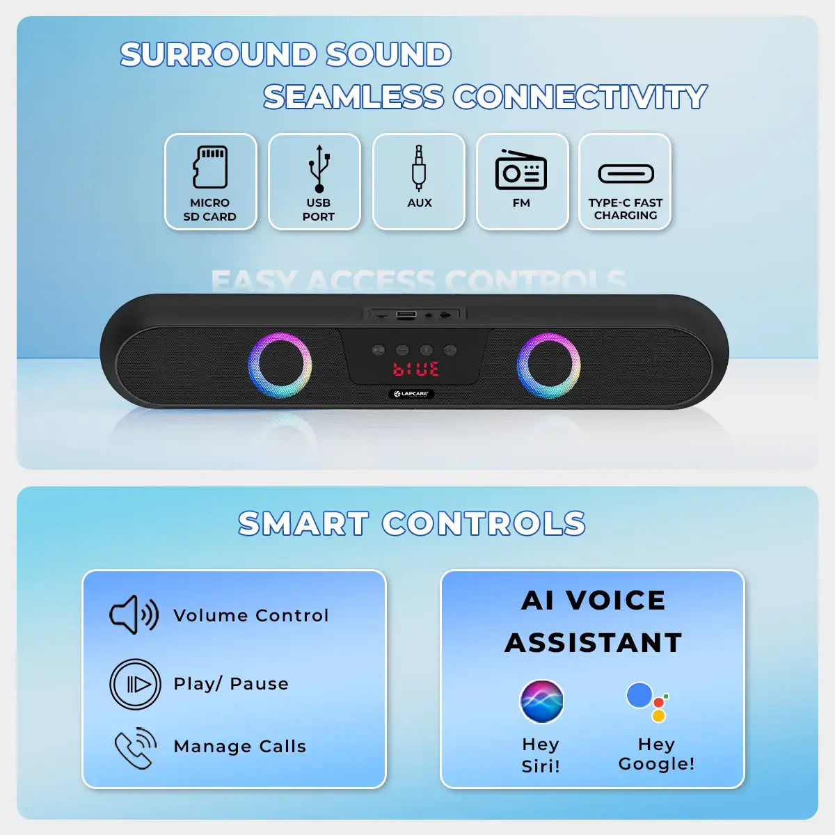 Musi Bar III Portable 16W BT Soundbar Black (LSB-603)