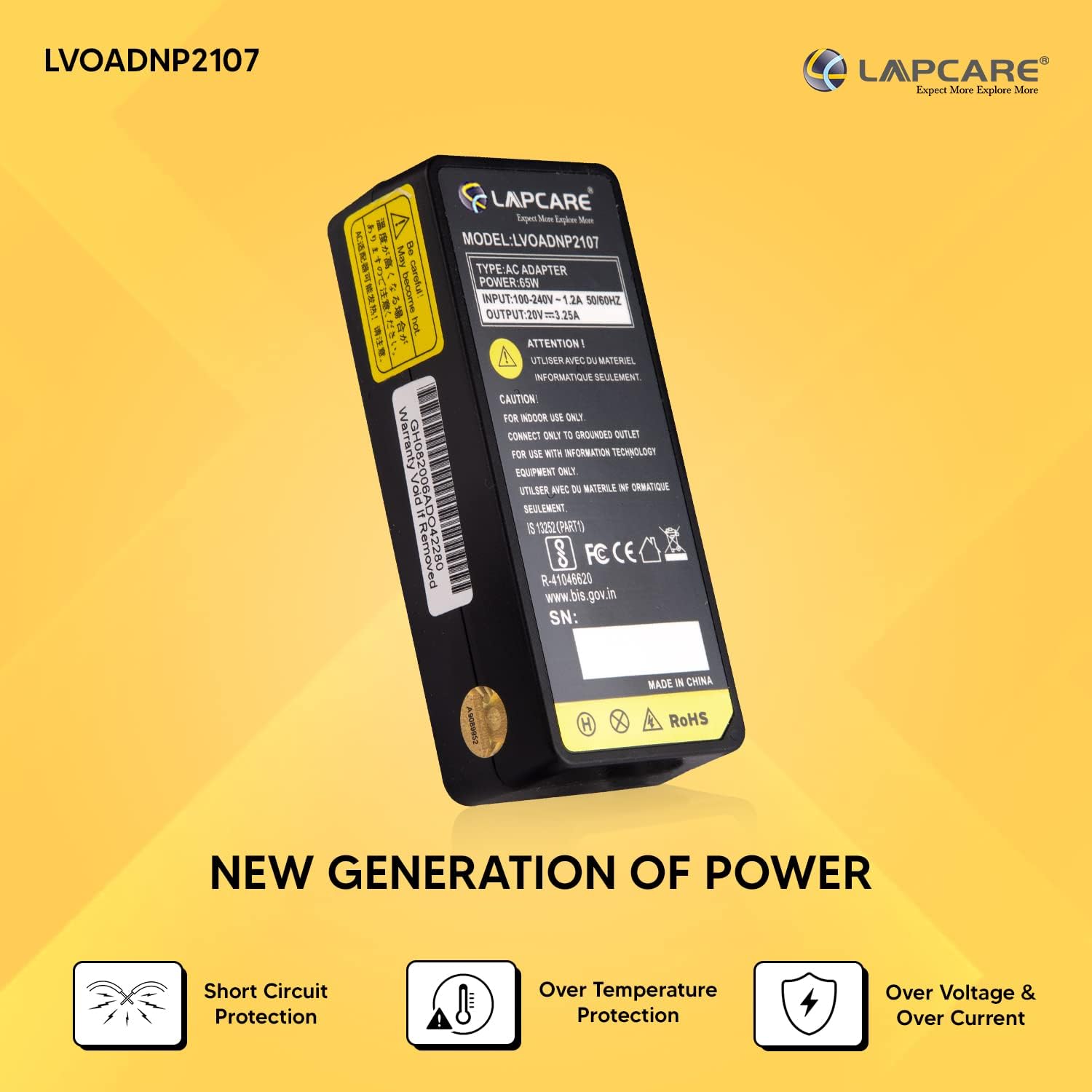 Laptop adaptor Compatible for Lenovo Y Series 20V 3.25A 65W