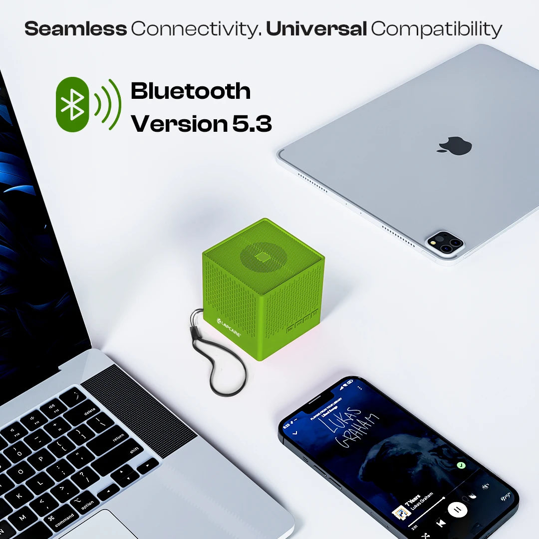 Kube 5W Portable BT 5.3V Speaker With In-Built Mic- Green (LBS-702)