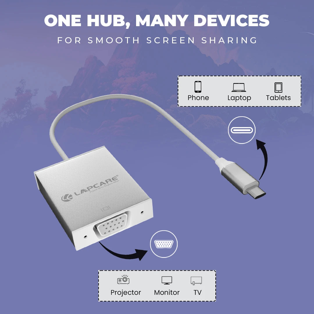 TYPE-C to VGA Converter with 20CM Cable