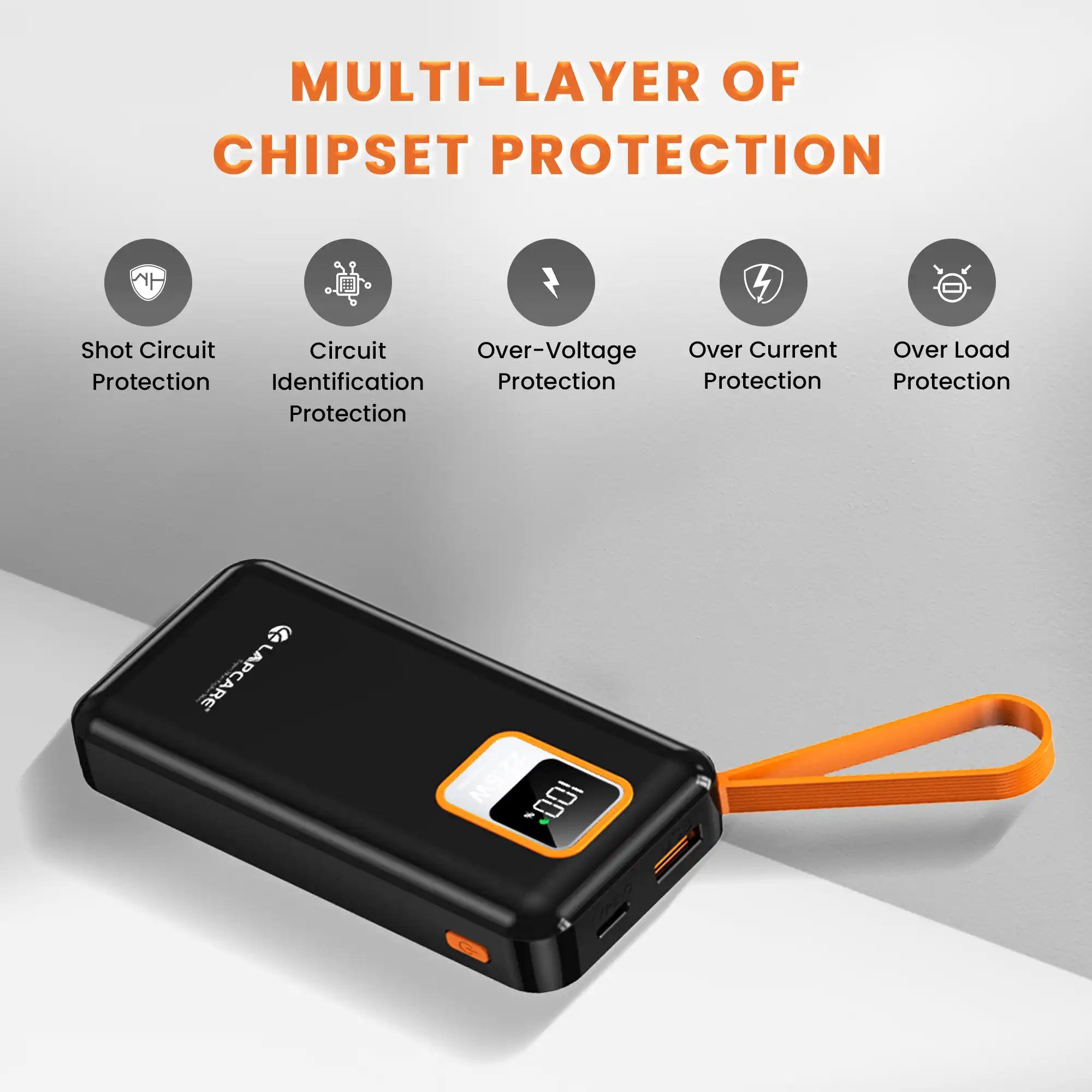 ORANGE 10000 mAh Power Bank with Wake Up Button (LPB-513)