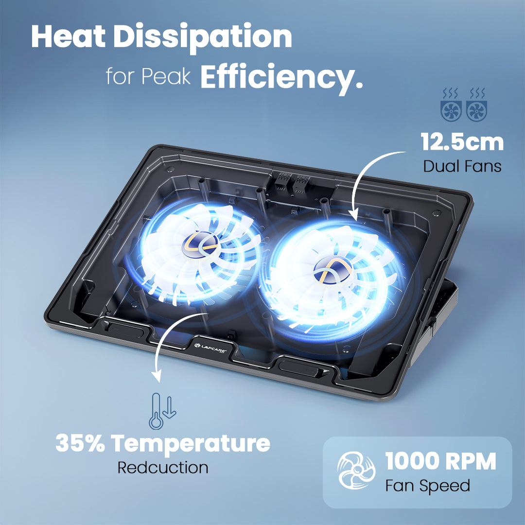 Chillmate - Cooling Pad, 2 USB Port, Dual Fan, upto 15.6" Laptop