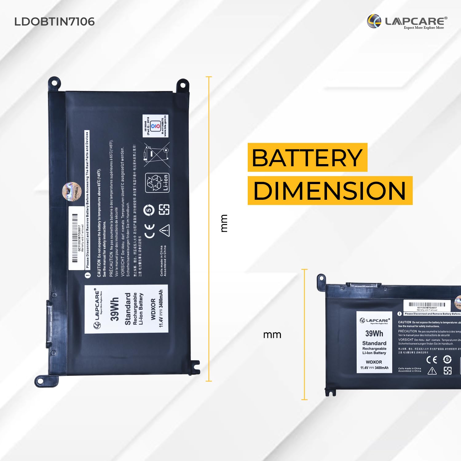 Laptop Compatible Battery For Inspiron 15-5568, 13-5368/5378 (WDX0R)