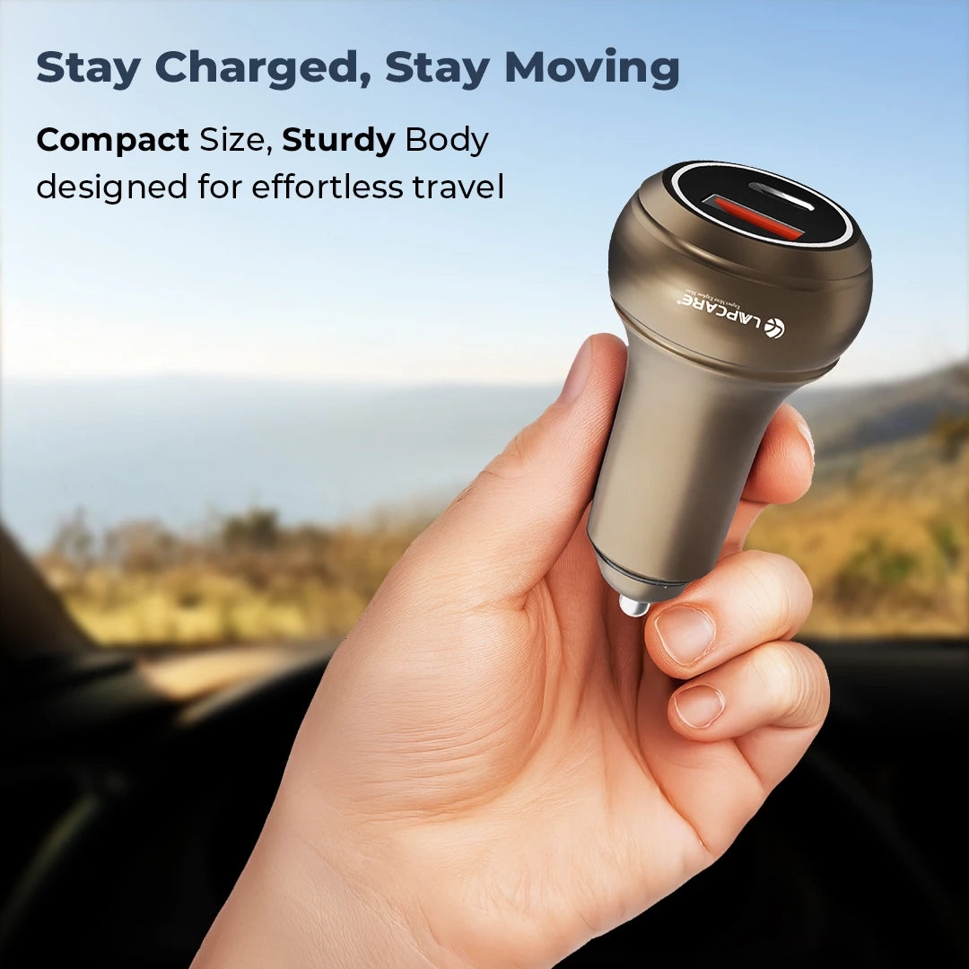 CARGE 145W PD Super Fast Car Charger With 100W USB-A & 45W Type C (LCC-215) Golden