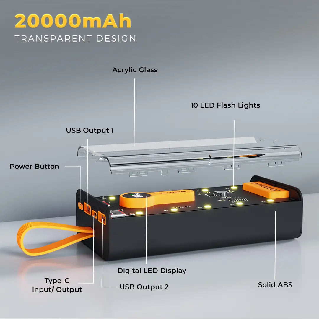 Bolt Pro 20000mAh Power Bank Black + Yellow (LPB-405)