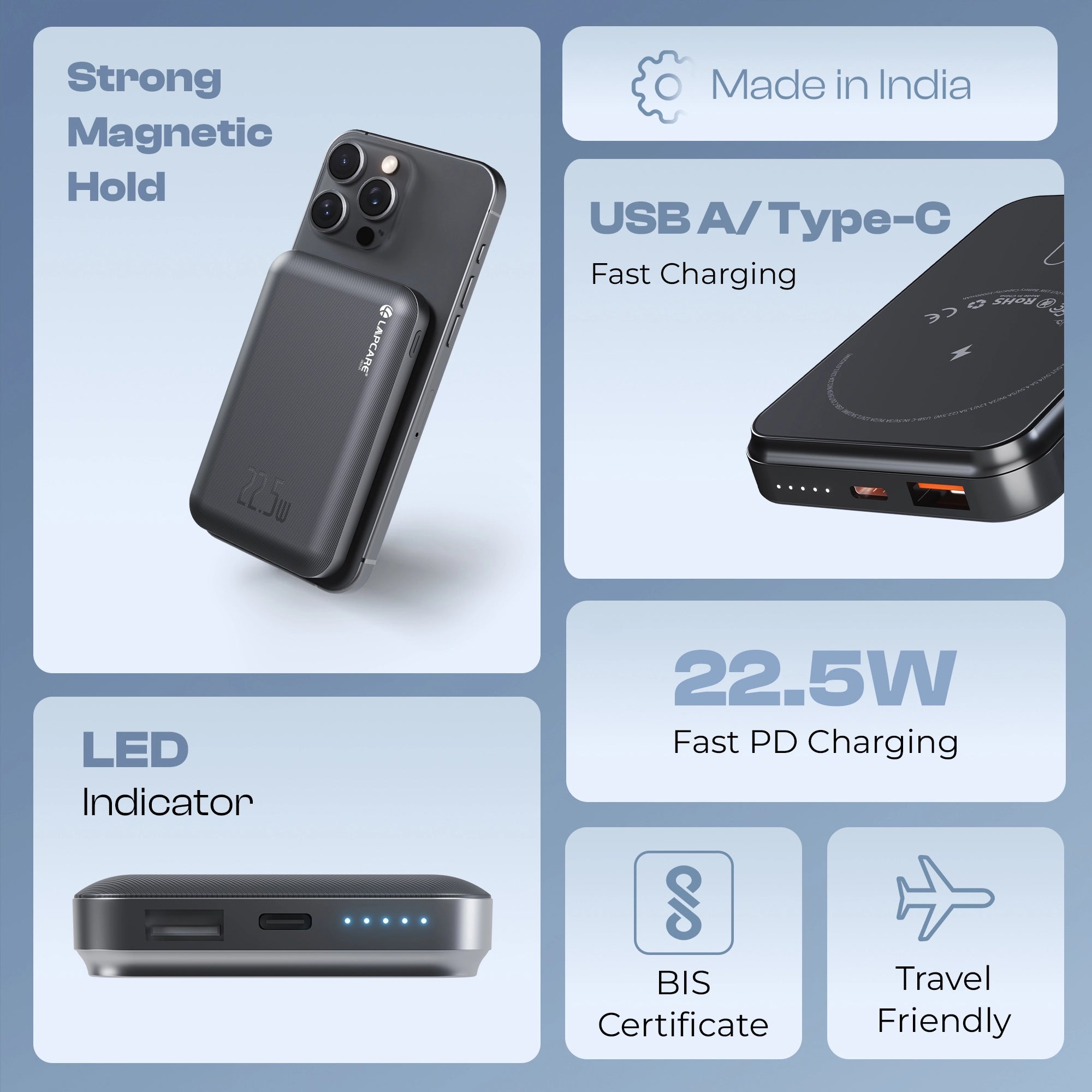MAJE 10000mAh Pocket Power Bank With 15W Fast Wireless Charging ( LOX-136)