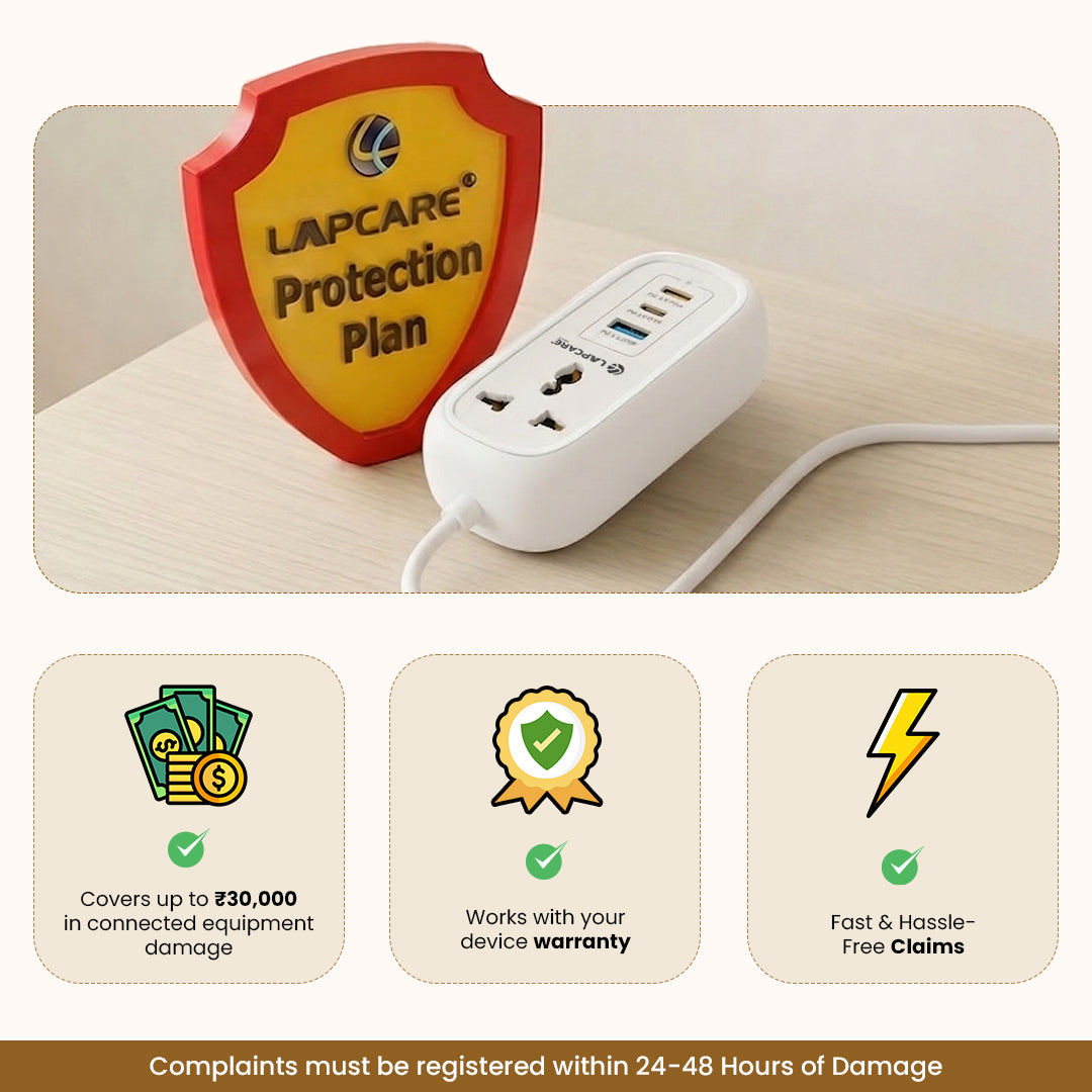 GRIP 5-in-1 Desktop Power Strip With 67W GaN Fast Charging- (White)