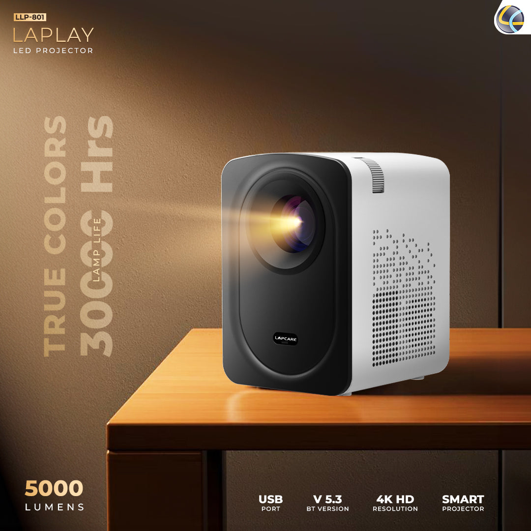 Laplay LLP-801 LED Projector With 5000 Lumens & Full HD, 4K (LLP-801)