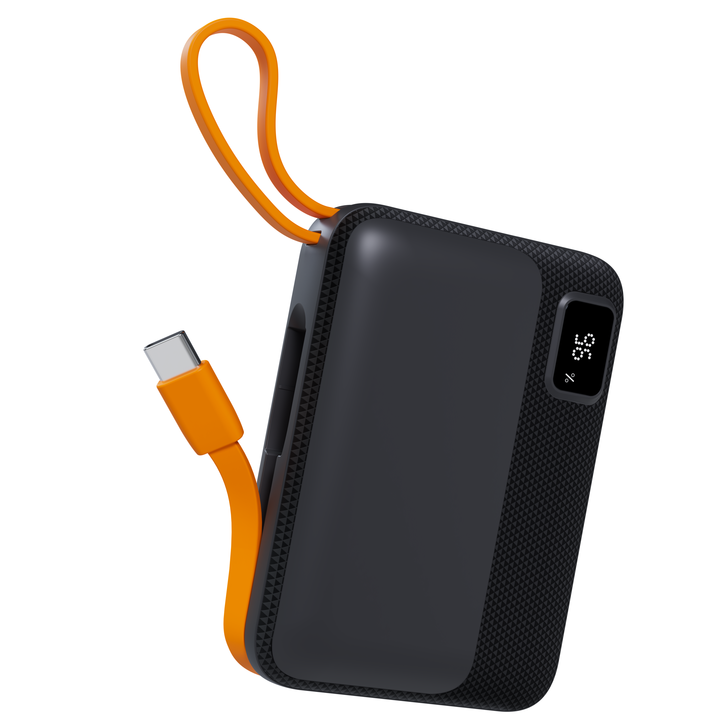Rapid 10000mAh Pocket Power Bank With 22.5W charging & In-Built Cables- Black (LPB-620)