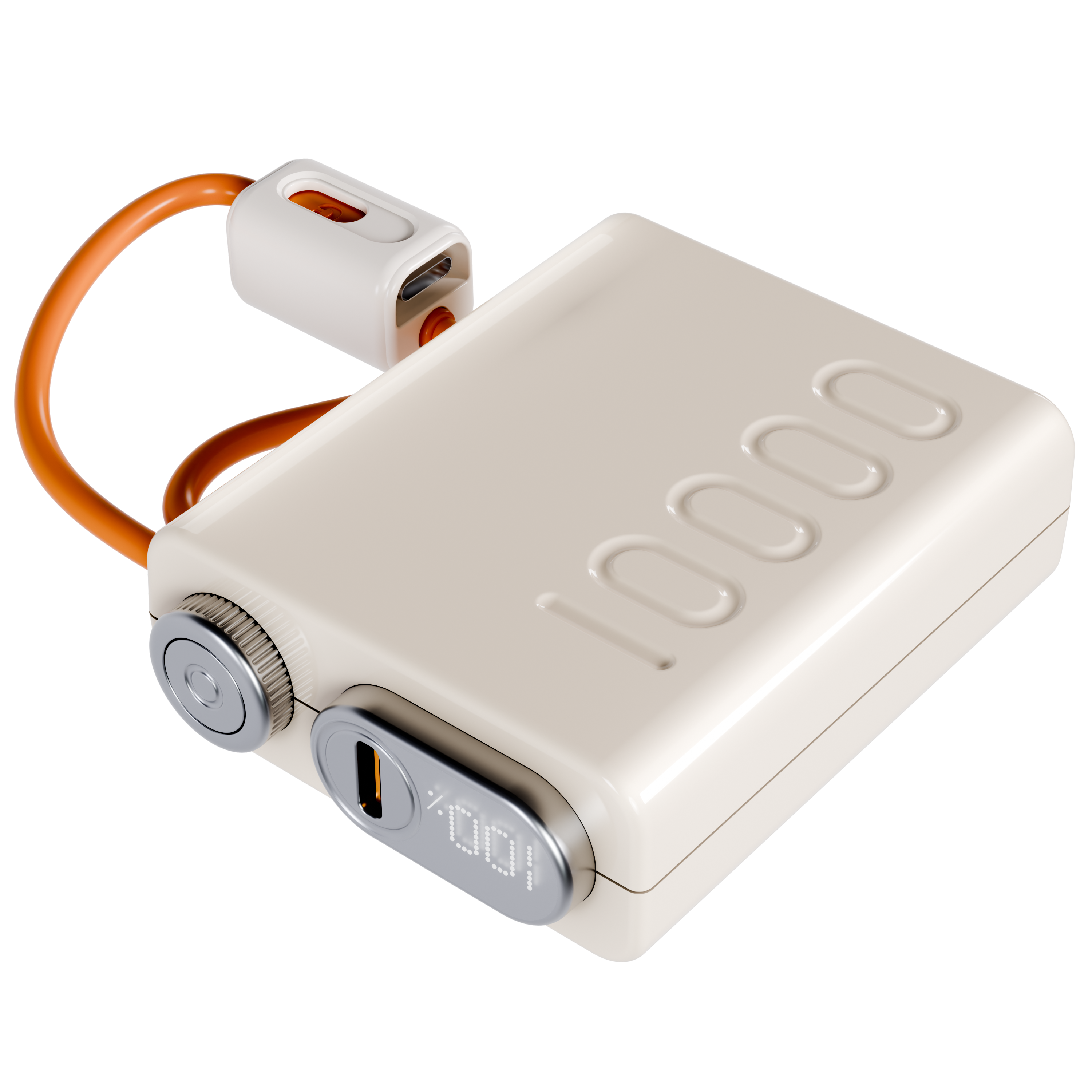 Royale 10000mAh Pocket Power Bank With Dual In-Built Cables (Type-C & Lightning)- (LOX-226)