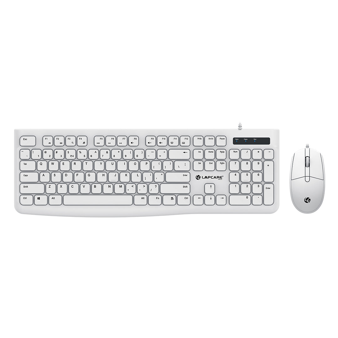 E10 Wired Keyboard & Mouse Combo, 104 Keys USB Keyboard, 2000 DPI Mouse- White (LGC-006)