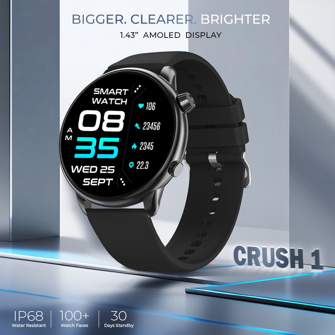 Crush I 1.43"AMOLED Smartwatch With AI Voice Assistant & IP68 resistance (LSW-021)