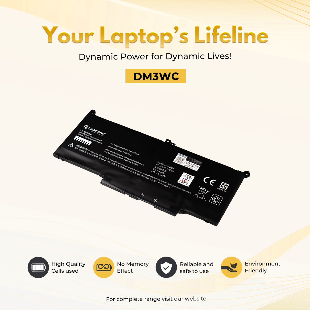Laptop Compatible Battery For Dell Latitude E7280/E7480 44Wh 4C Bat (DM3WC)