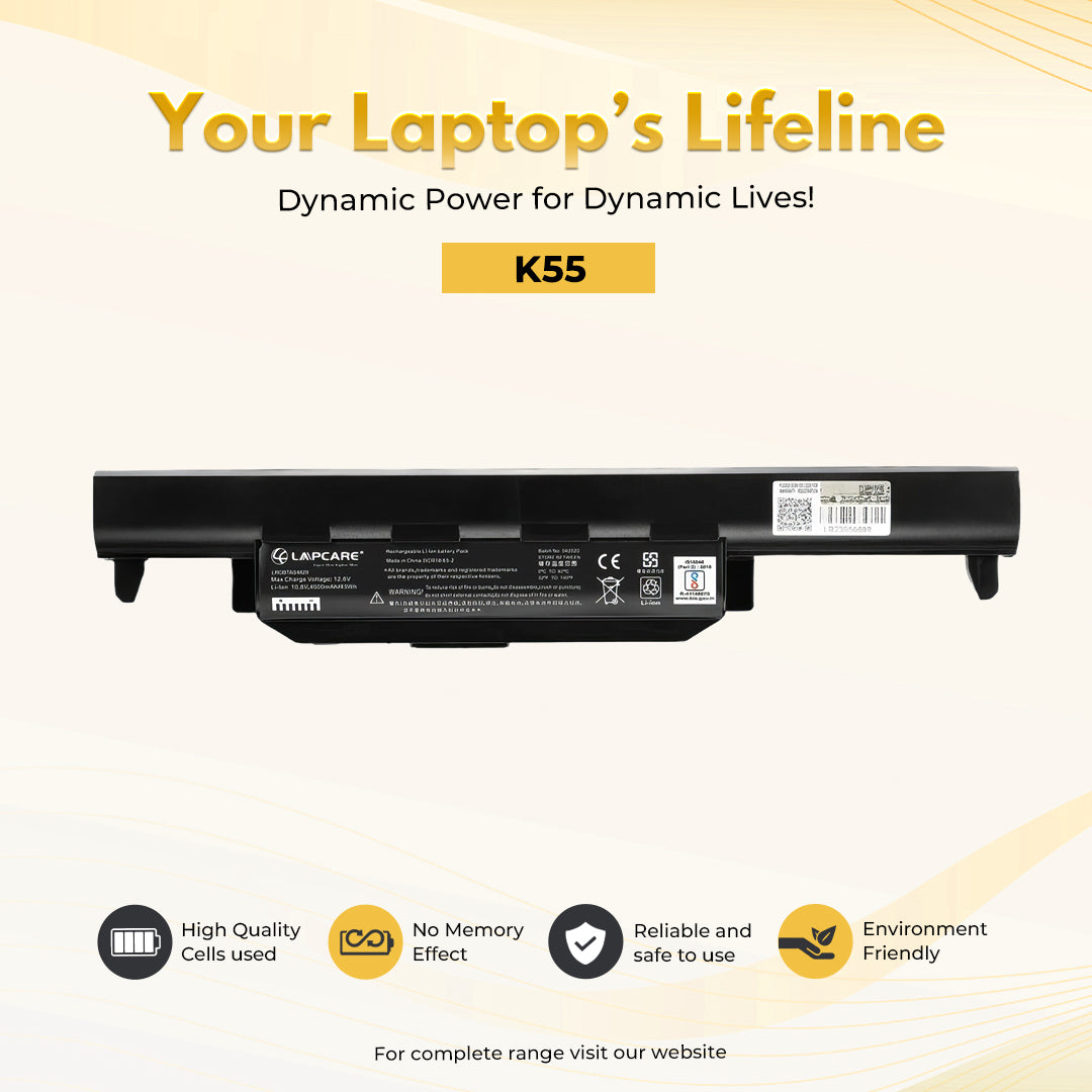 Laptop Compatible Battery For Asus A32-K55/K45/K75/R400/R500/R700 Seris Series 6C