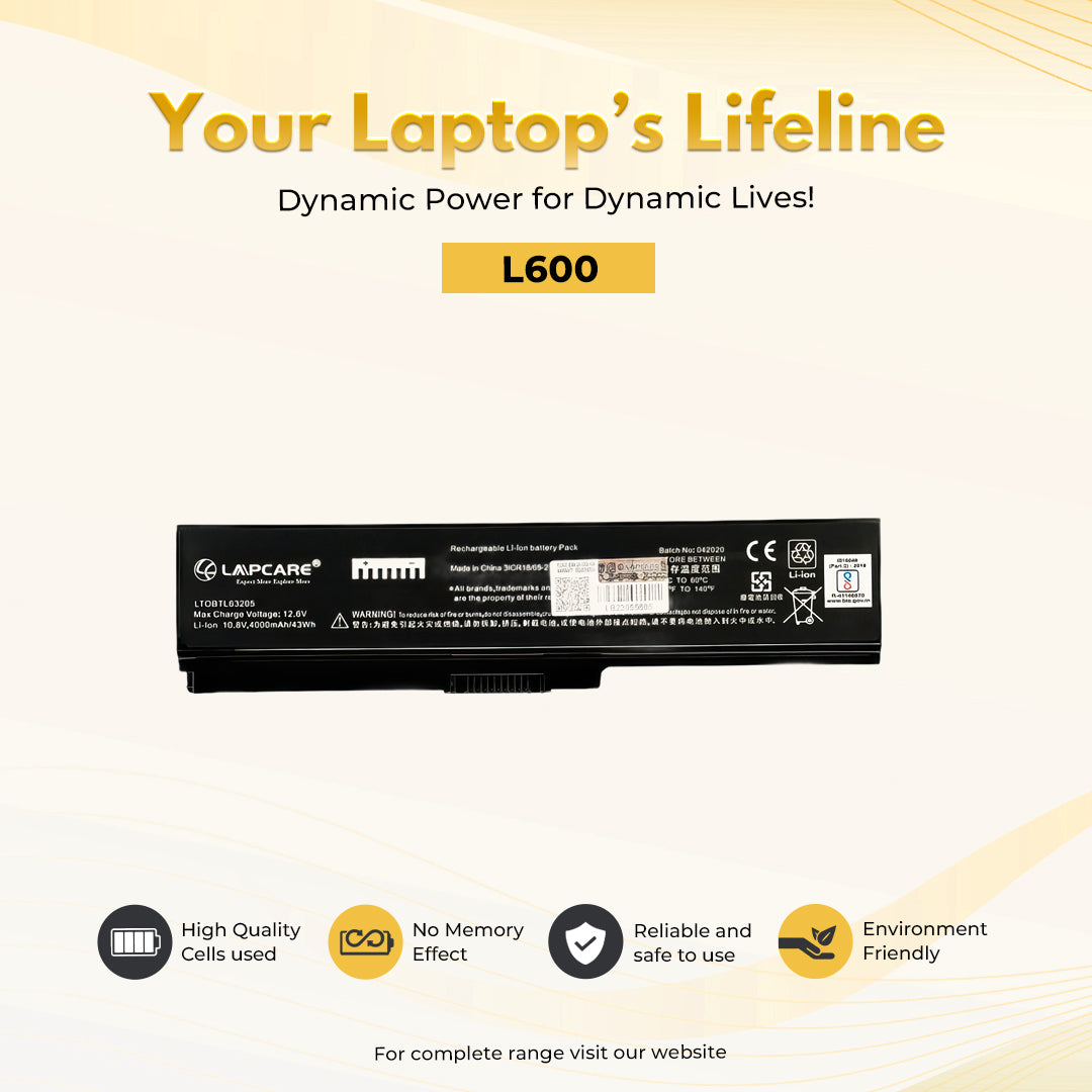Laptop Compatible Battery For L600 6C