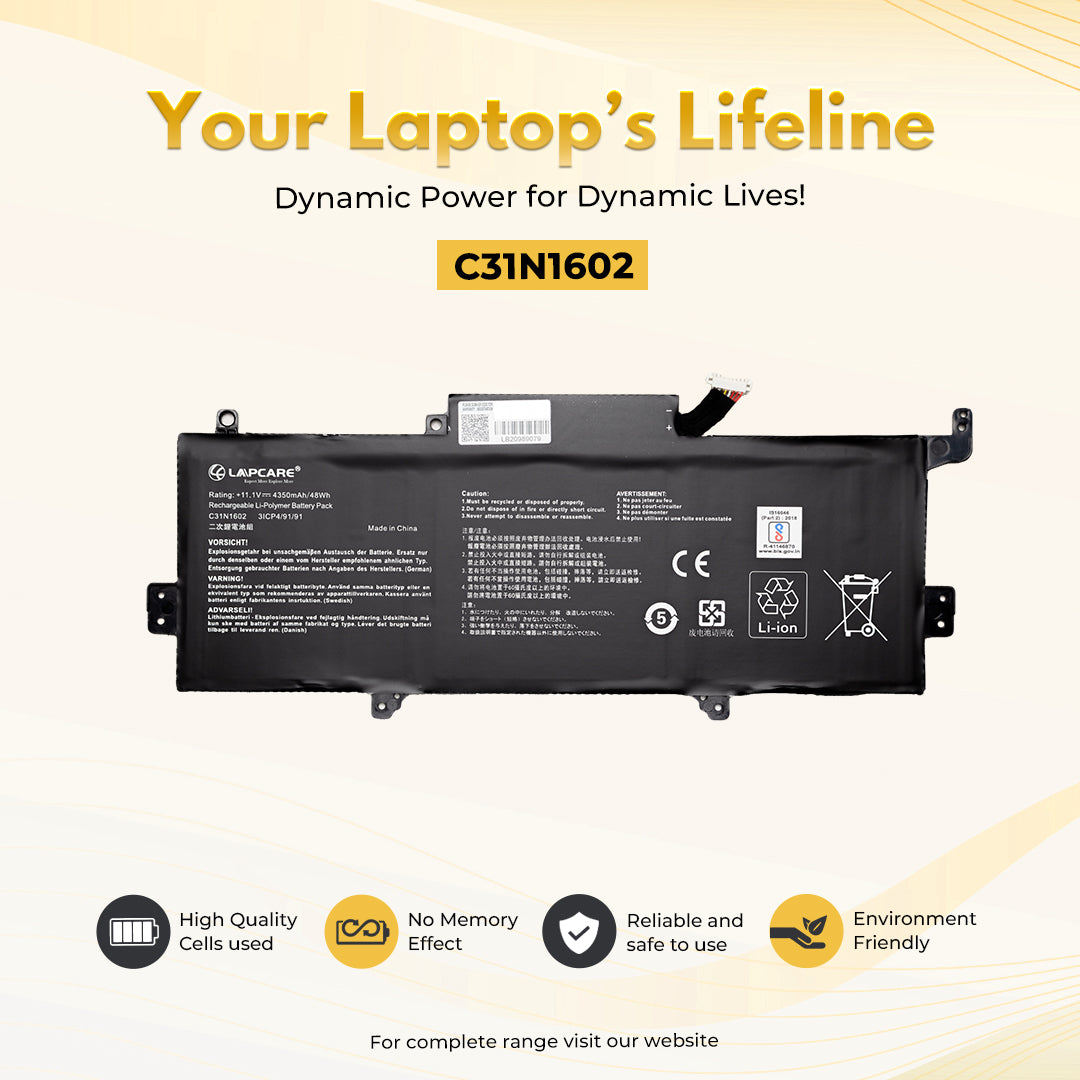 Laptop Compatible Battery For Asus ZenBook U3000U, UX330, (C31N1O2)