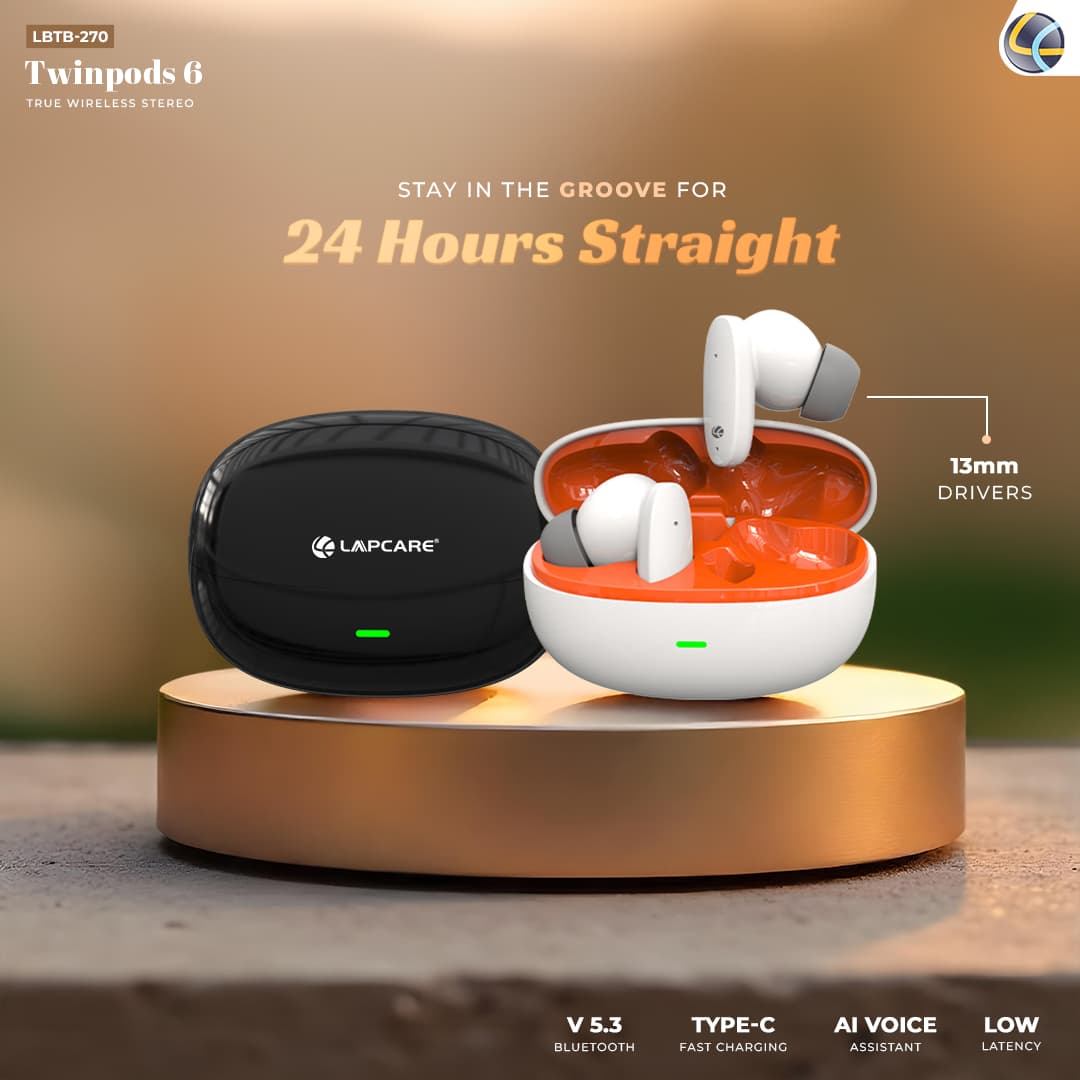 Twinbuds 6 Wireless Earbuds With Upto 24* Playtime& Low Latency- White (LBTB-270)