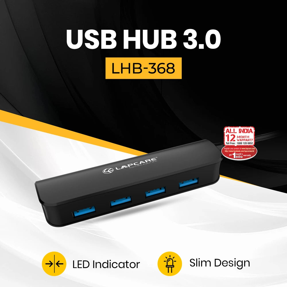 4 Port 3 USB Hub with Power port & 30CM cable