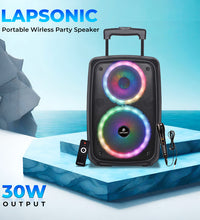 LAPSONIC Portable 30W wireless Trolley Speaker with Wired Mic