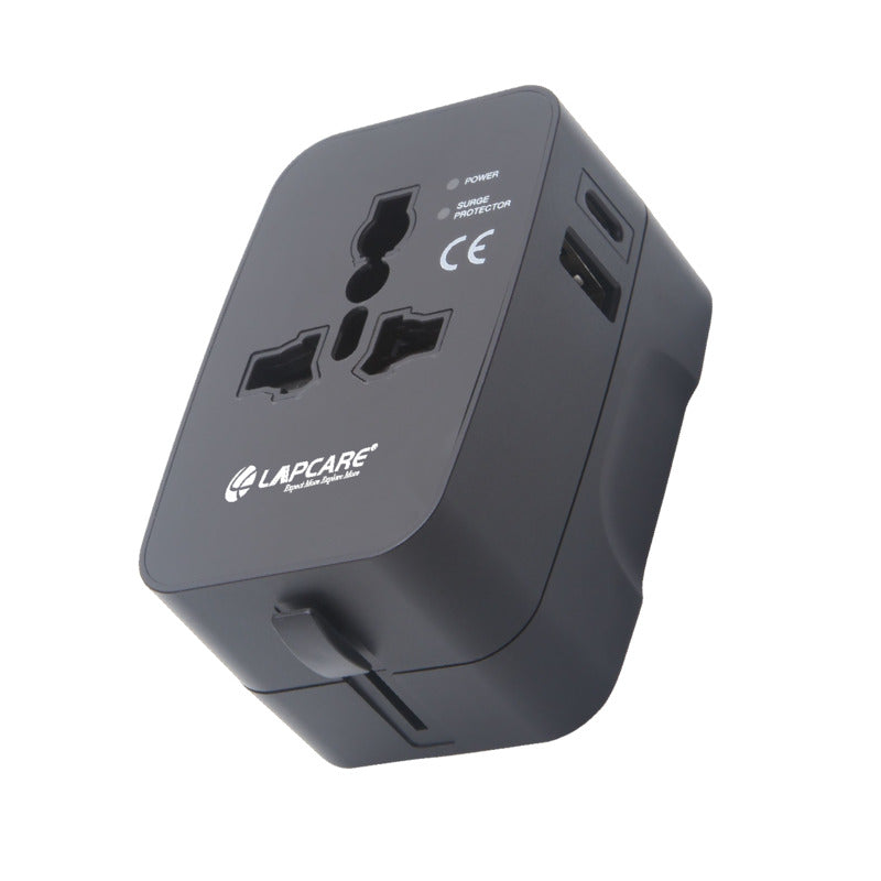 Lapcare Global Trotter USB & Type-C Ports 2Pin Travel Adaptor Plug (LIA-003)