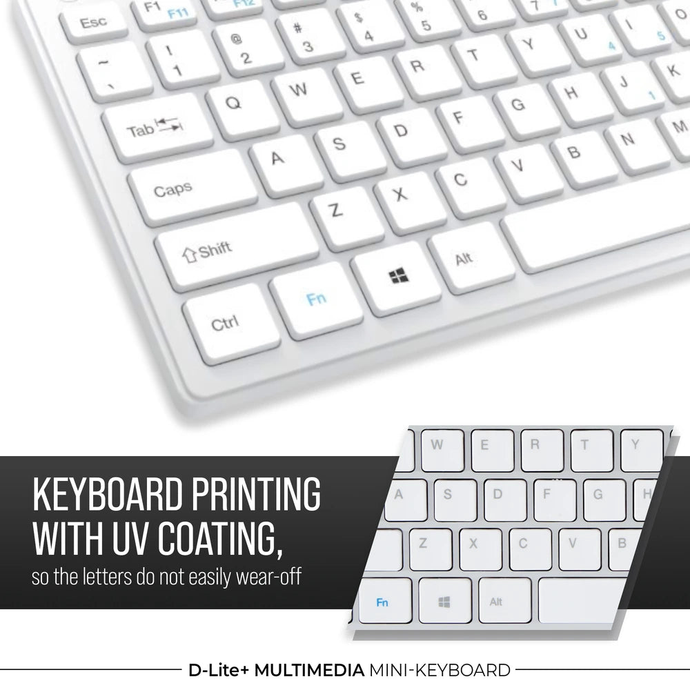 D-Lite - silver 87 Key Mini Multimedia Wired Keyboard