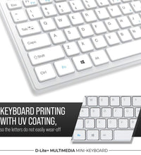 D-Lite - silver 87 Key Mini Multimedia Wired Keyboard