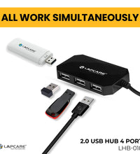 4 Port 2 USB Hub with 1.5M Cable, all 4 port work together