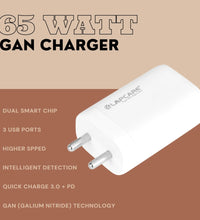 Lap Power Veloz 65W Multiport 2 Type-C & 1 USB GAN Charger(LAQCPD-213)