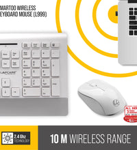 Smartoo White & Silver Wireless Multimedia Combo Keyboard + Mouse 1200dpi