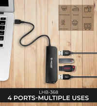 4 Port 3 USB Hub with Power port & 30CM cable