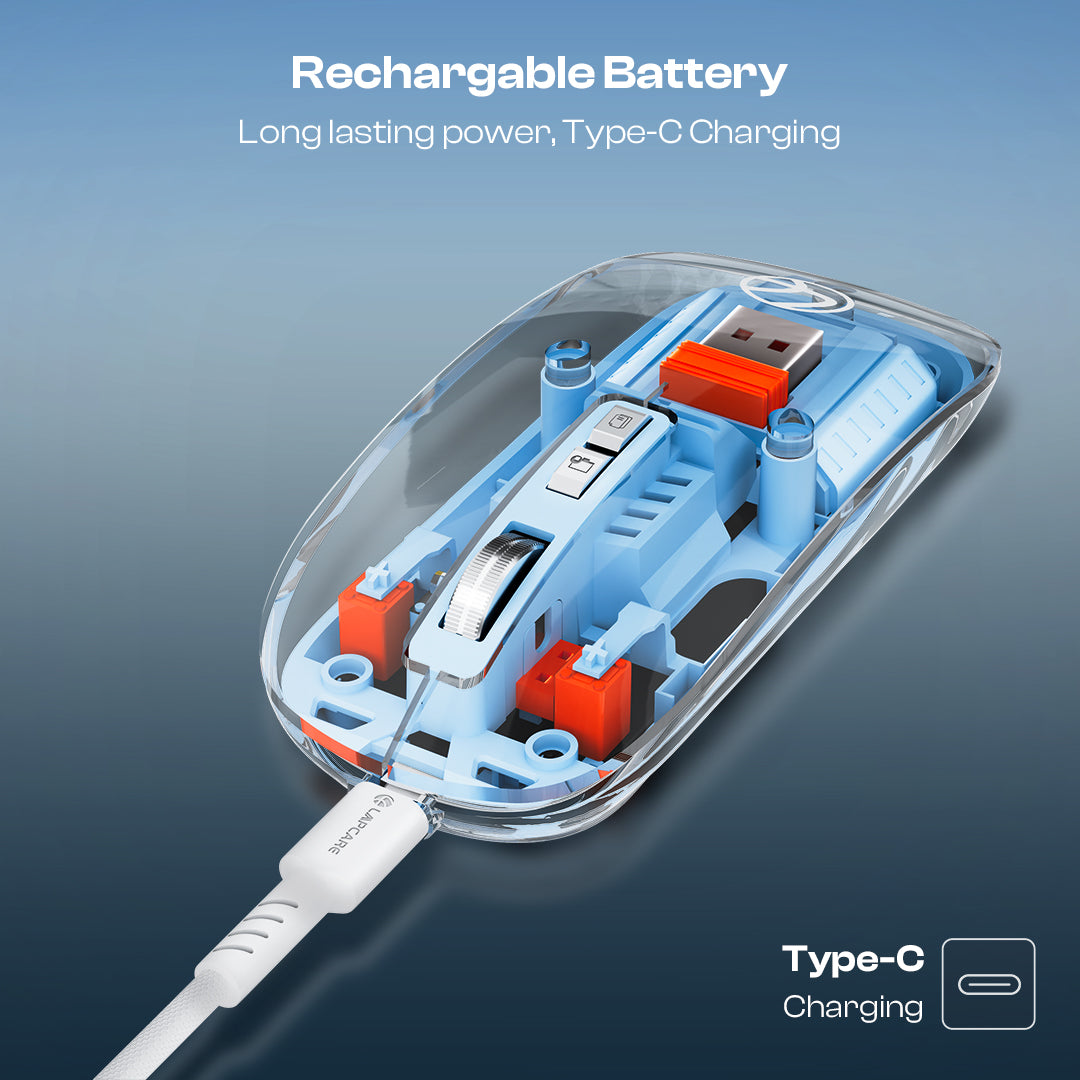 Trendy Plus 2.4G & Dual BT(v3.0 & v5.2) Wireless Mouse With Desktop Lock Key- Blue (LWM-801)