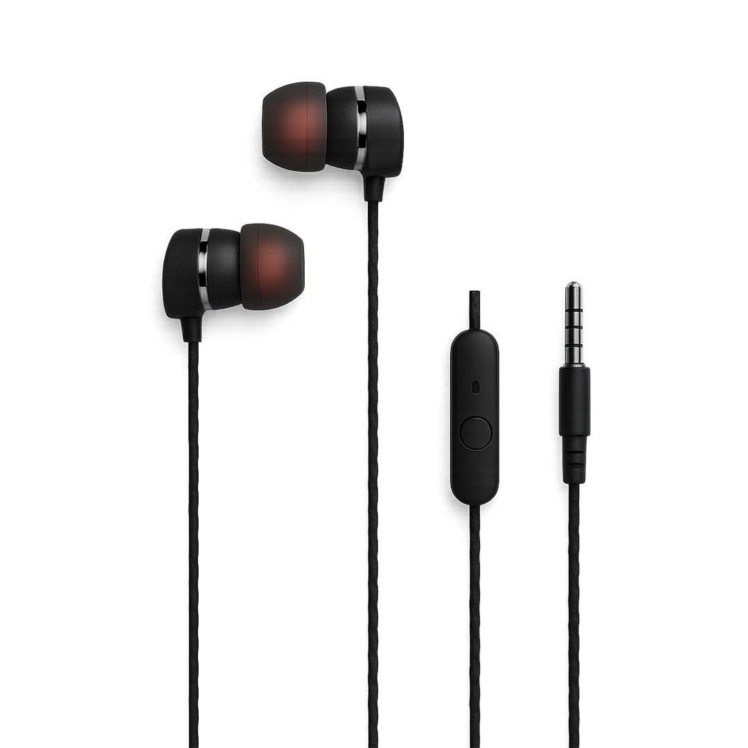 Woobuds Wired Earphone with In-Built Mic, 13mm Driver, Extra Bass - Black (LBD-203)