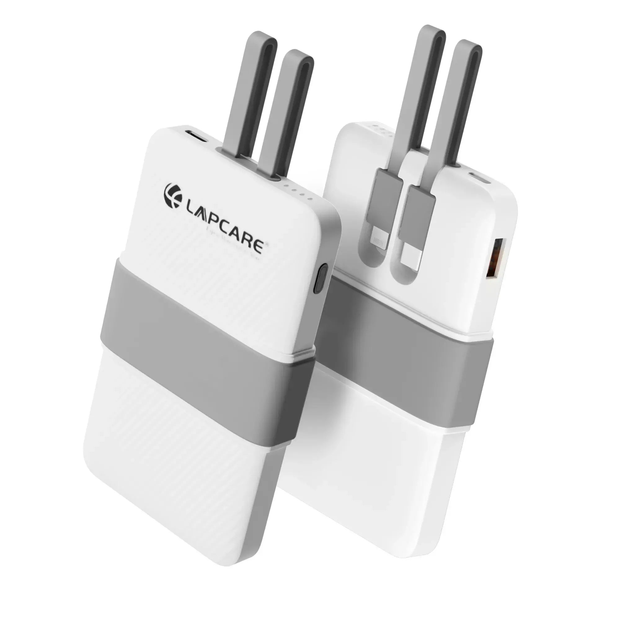 Volt 1 10000mAh Pocket Power bank With 3 output, 1 USB A port, 1 type c cable,1 lighting cable - Grey(LBP-615)