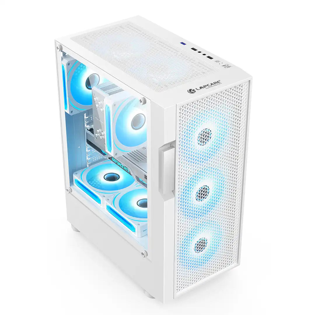 Champ Gaming Computer Case With 4 RGB fans (LGT-602) White