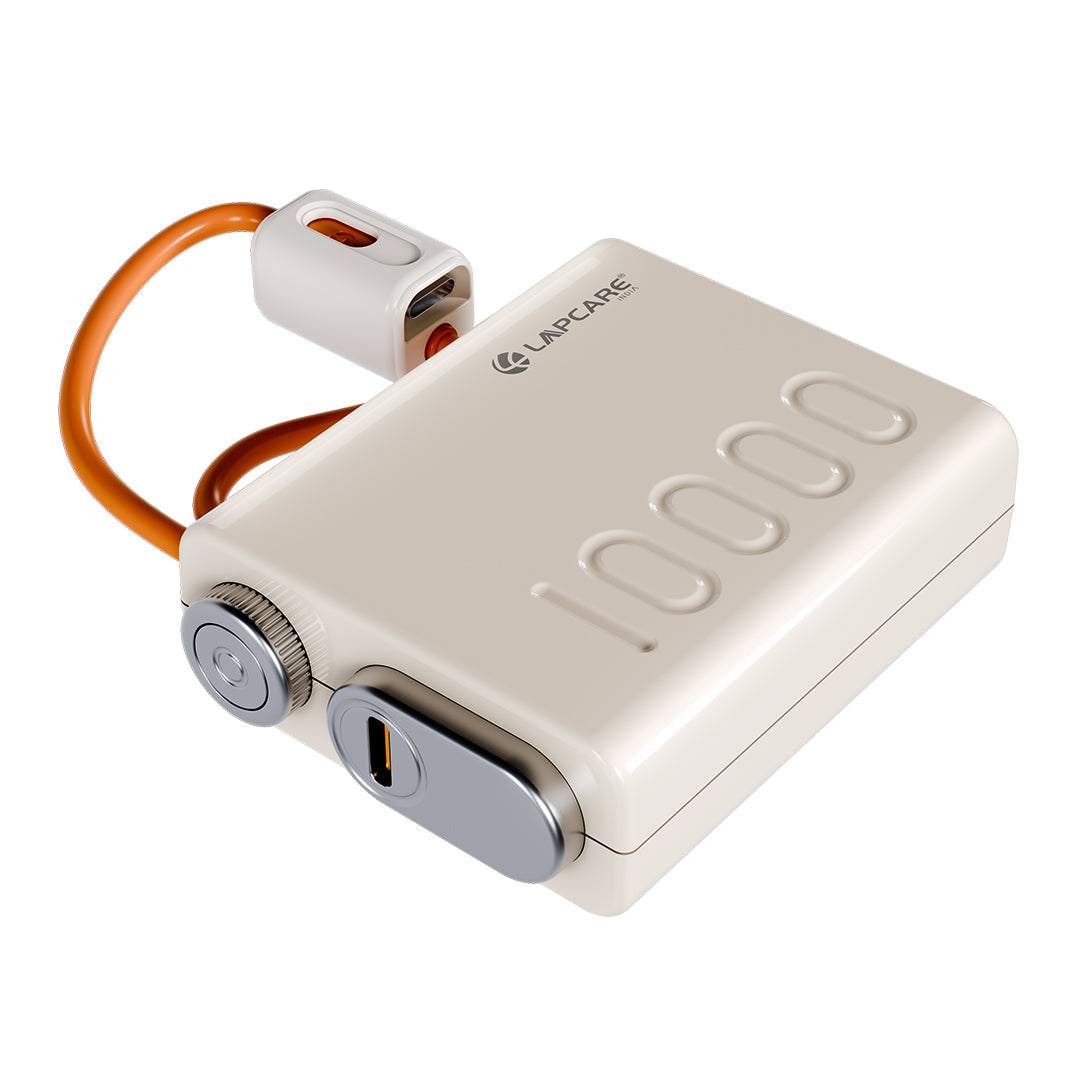 Royale 10000mAh Pocket Power Bank With Dual In-Built Cables (Type-C & Lightning)- (LOX-226)