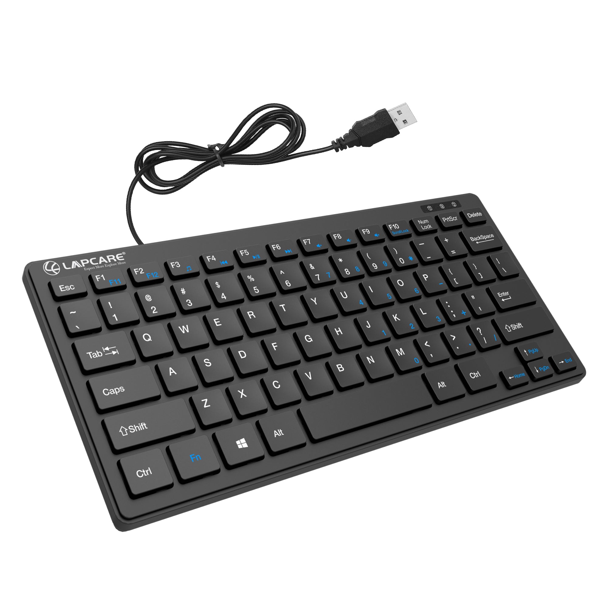 D-Lite - Black 87 Key Mini Multimedia Wired Keyboard