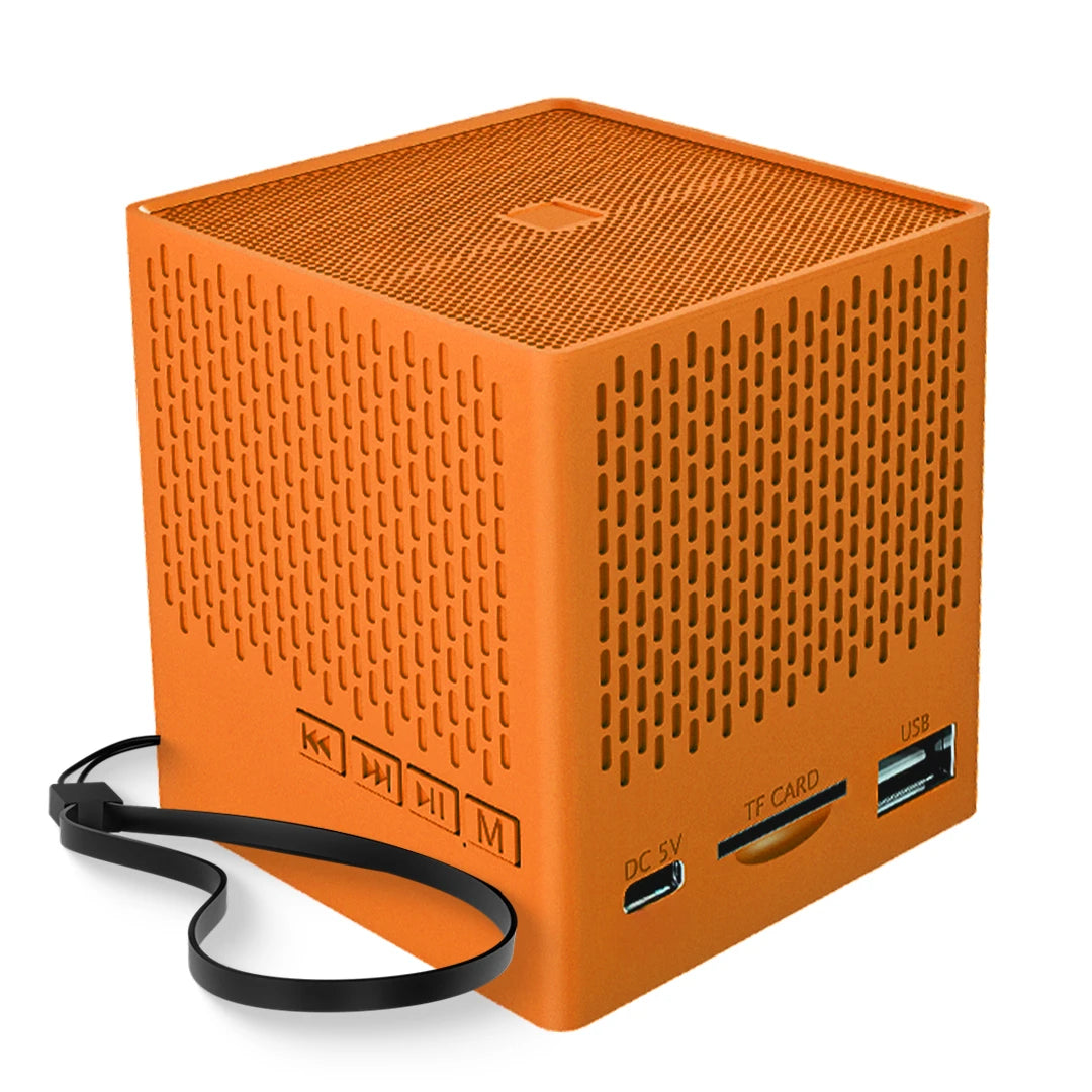 Kube 5W Portable BT 5.3V Speaker With In-Built Mic- Orange (LBS-702)
