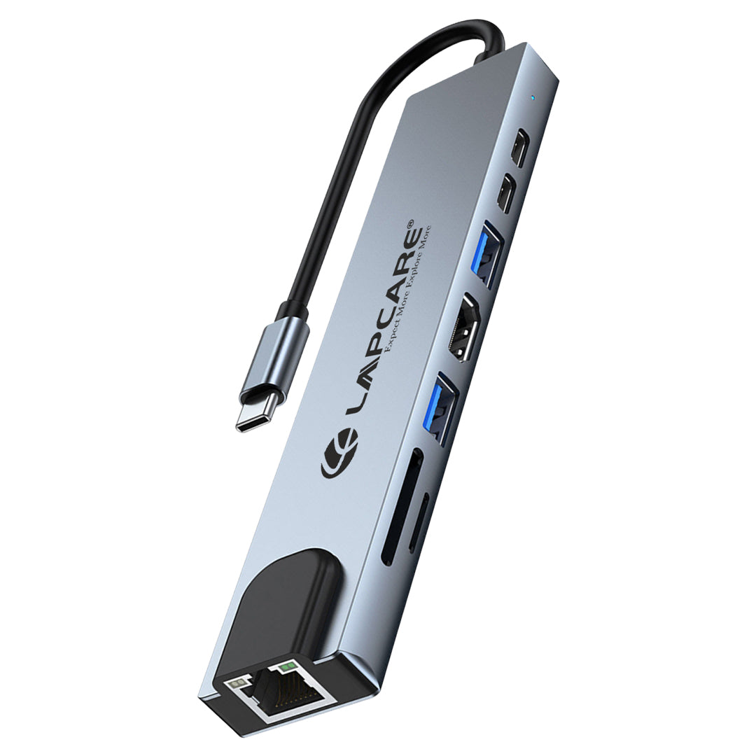 8-in-1 USB-C Docking Station 4K HDMI, 87W PD, USB 3.0, RJ45, SD/Micro SD- Multiport Hub (LC-801)