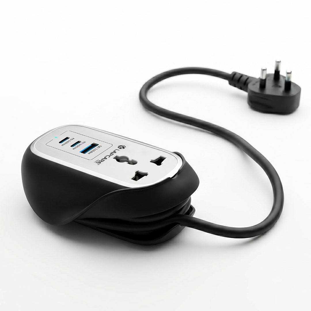 GRIP 5-in-1 Desktop Power Strip With 67W GaN Fast Charging- (Black)