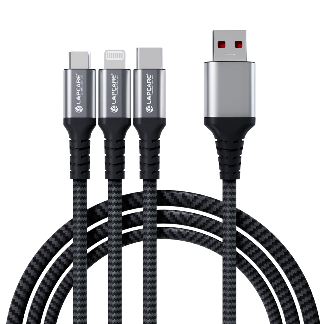 Hook USB to 3 in 1 Braided Charging Cable with Metal Shell 1.5M Cable (LTC-090)