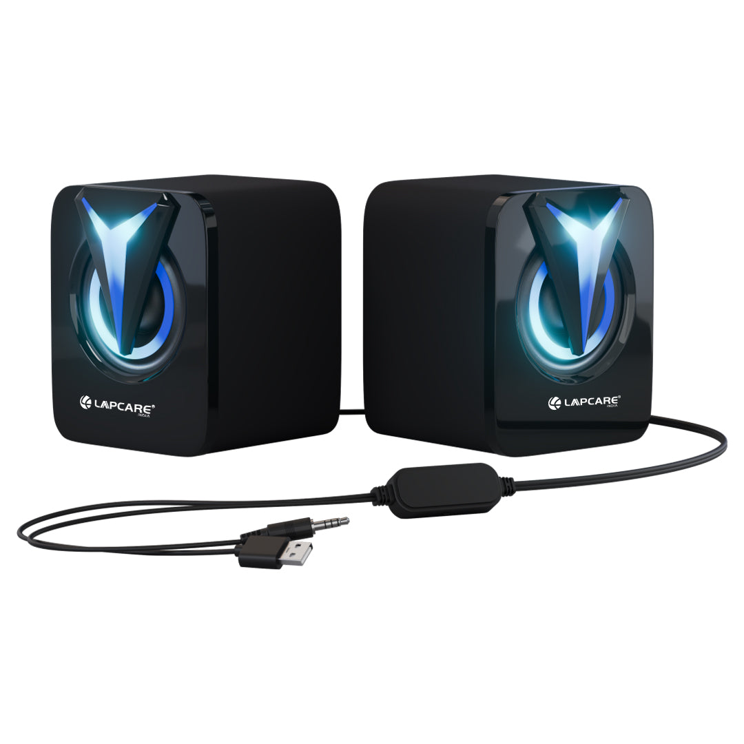 Twinnyy 5 Wired 2.0 USB Powered Computer Speaker with 3.5mm AUX & RGB Lights (LOX-243)