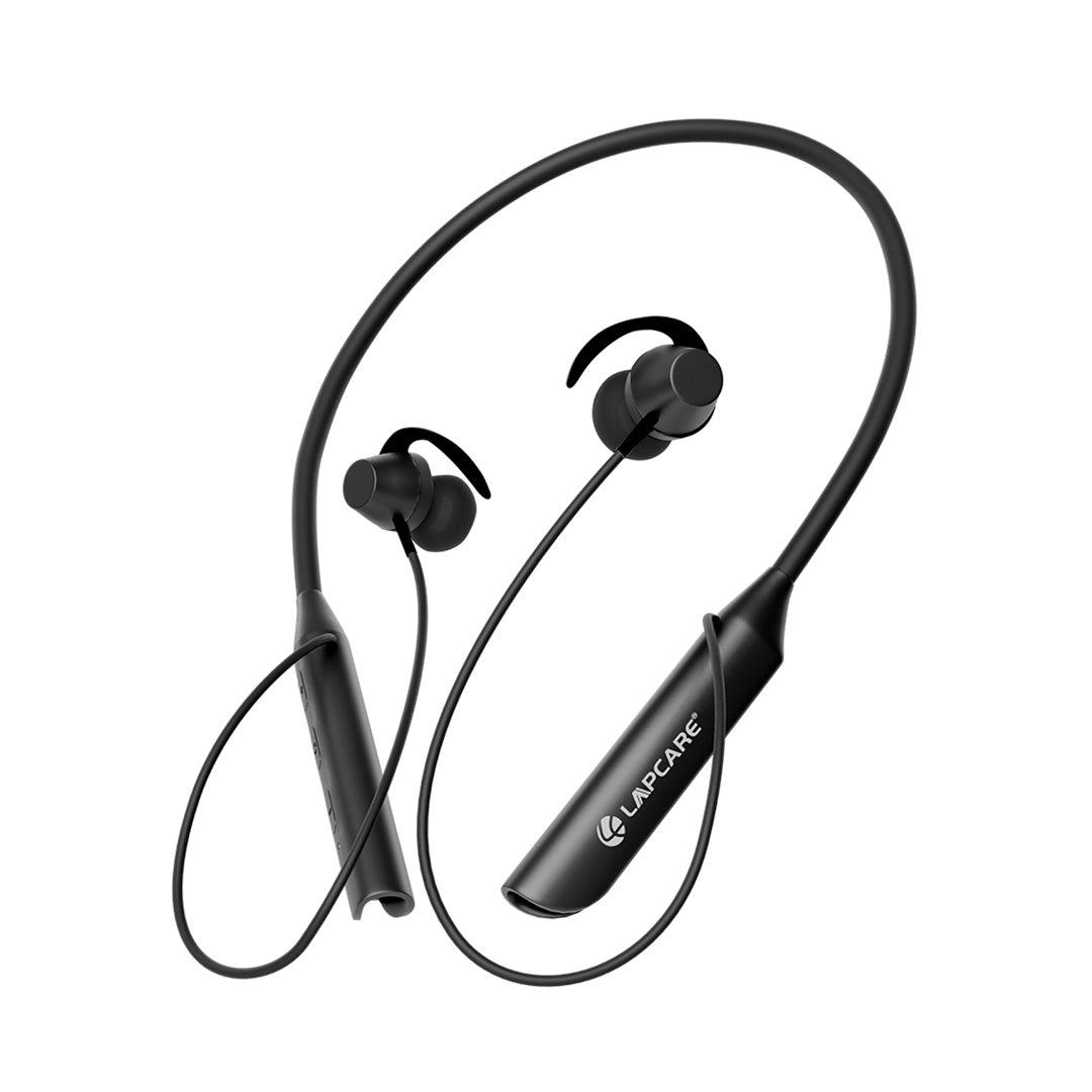 HOODS PLUS Wireless Neckband With 44Hrs Playtime, IPX4 Water Resistant - Black (LNB-131)