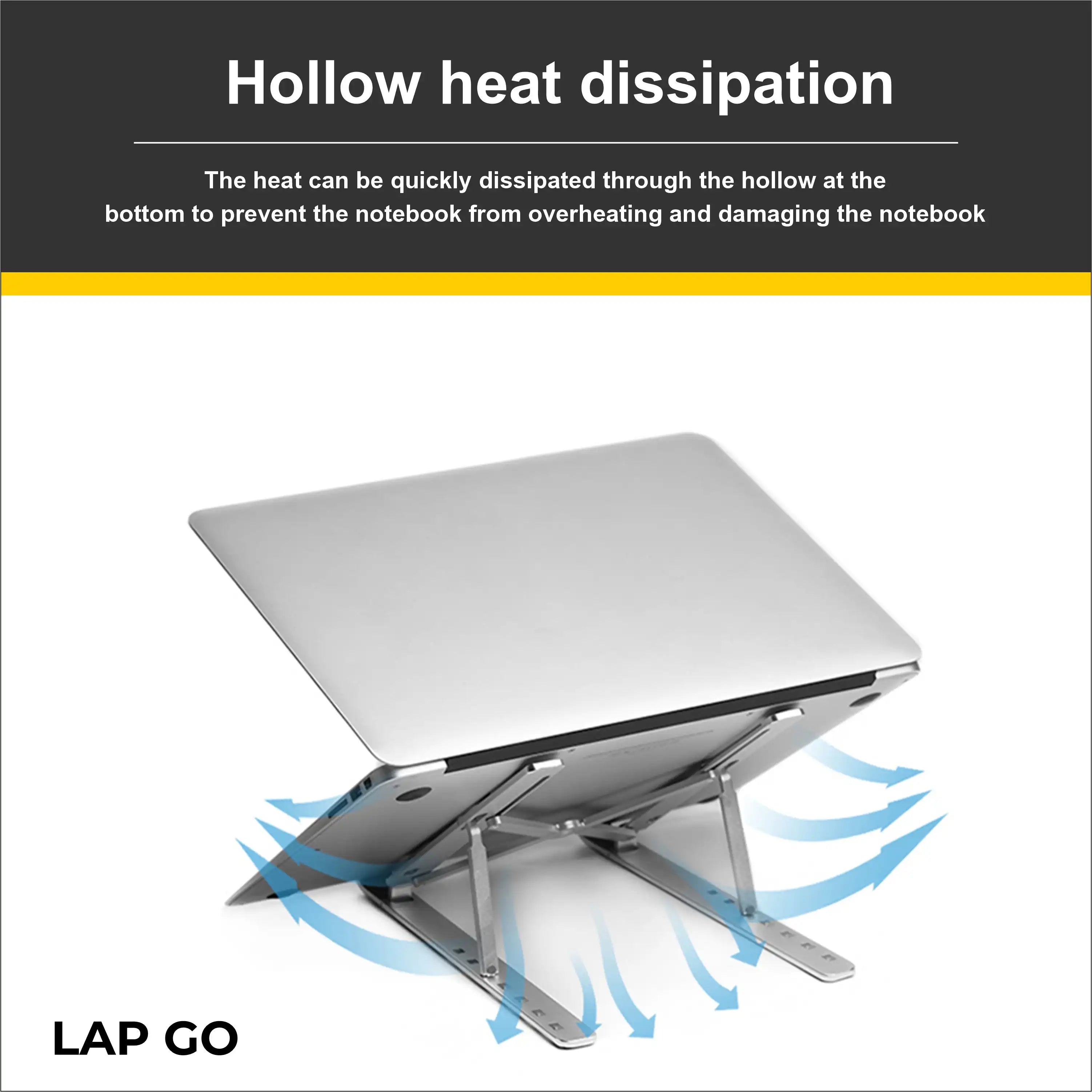LAPGO - Aluminium Foldable Laptop stand with Pouch upto 15.6" Laptop