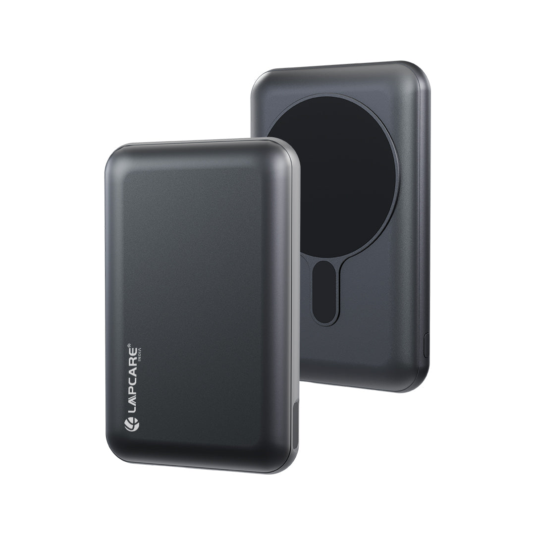 Rivera 10000mAh Pocket Power Bank | 22.5W Fast Wired & 15W Mag-Safe Charging- Black (LOX-201)