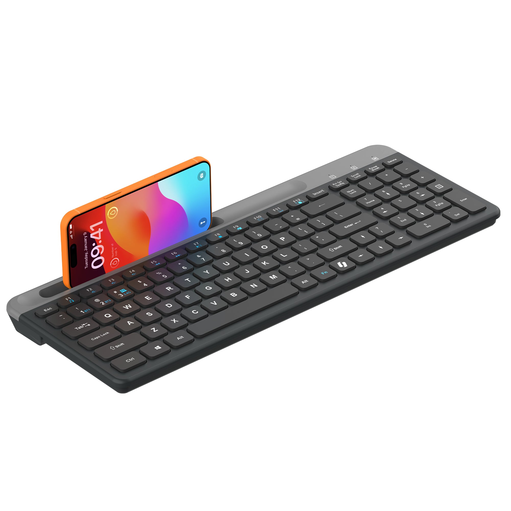Readmii 2.4GHz Wireless & Bluetooth 5.1 Rechargeable Keyboard with AI Assistant Key- Black (LWK-816)