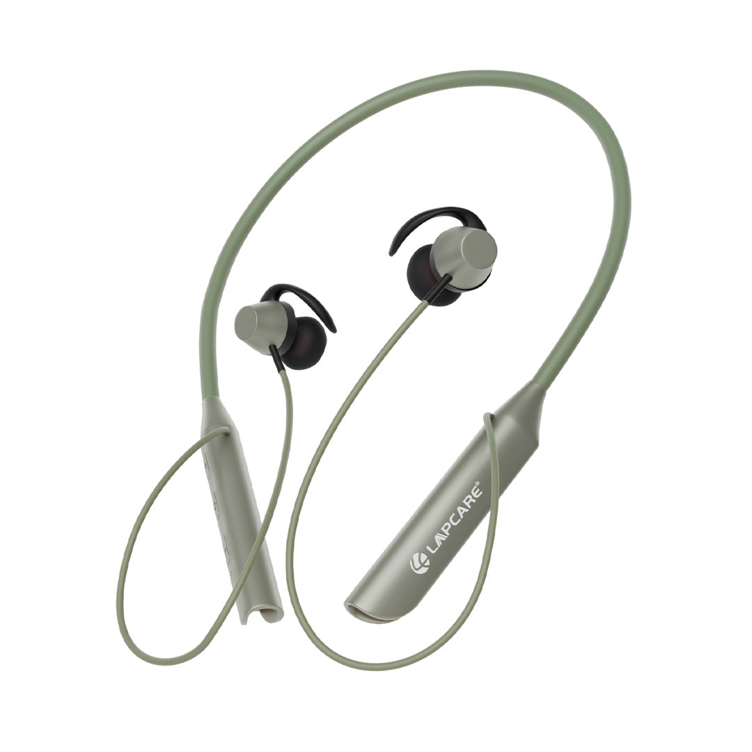 HOODS PLUS Wireless Neckband With 44Hrs Playtime, IPX4 Water Resistant - Green (LNB-131)