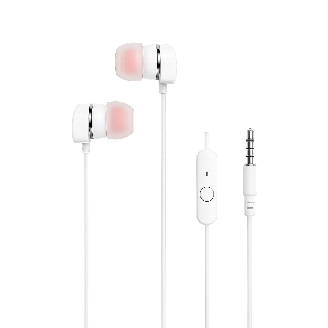 Woobuds Wired Earphone with In-Built Mic, 13mm Driver, Extra Bass - White (LBD-203)