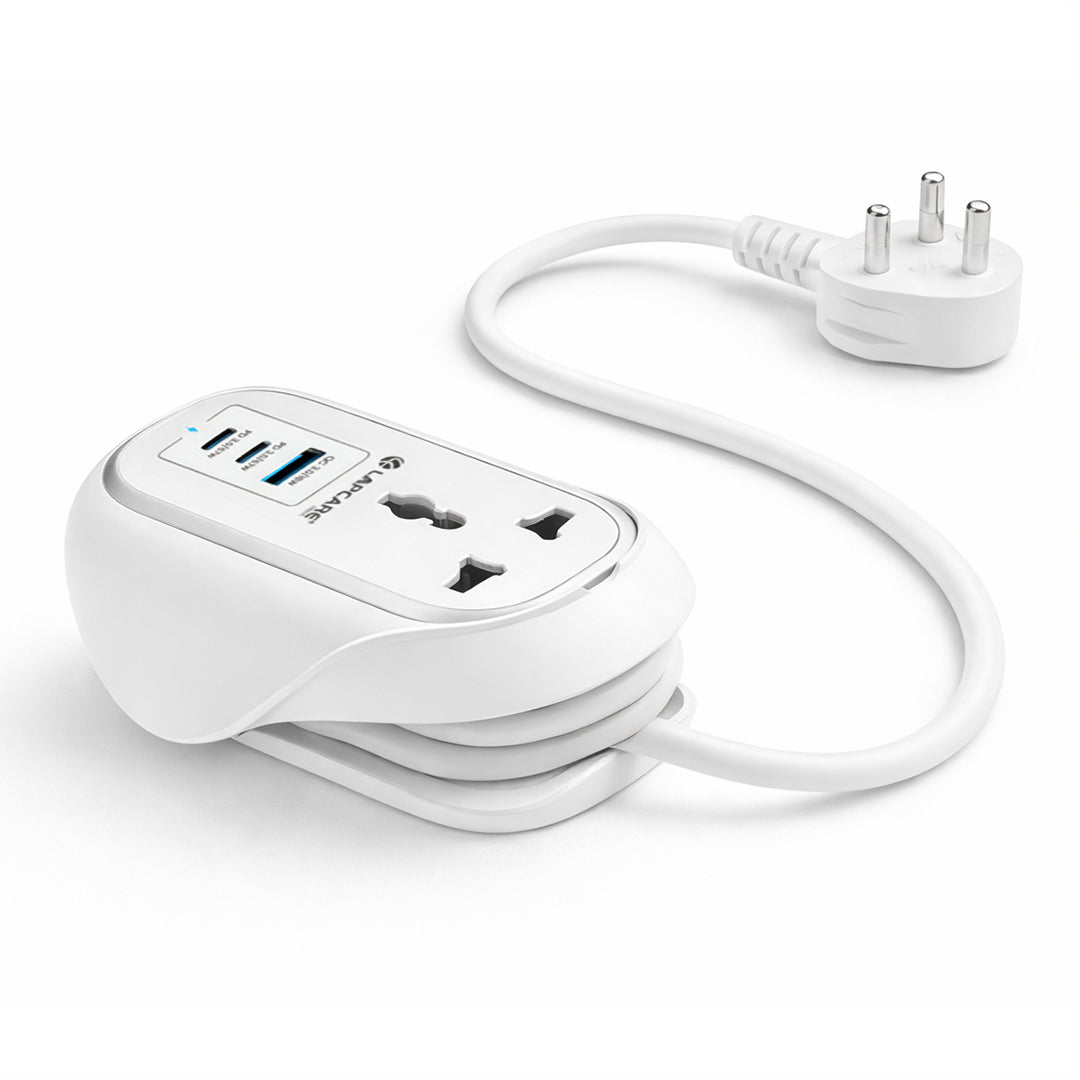 GRIP 5-in-1 Desktop Power Strip With 67W GaN Fast Charging- (White)